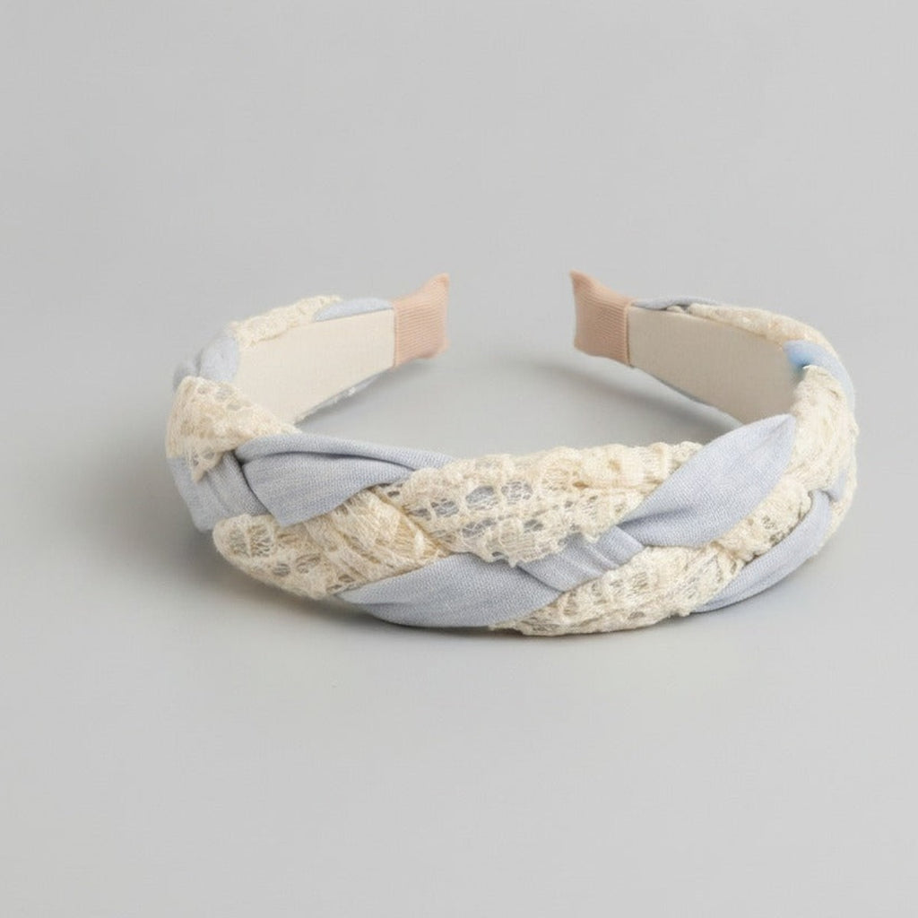 Twisted Lace Padded Headband - Blue – hair accessories (view 1)