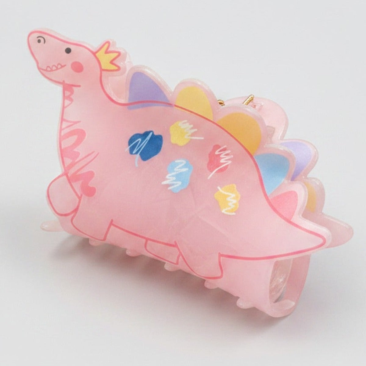 Pink Dinosaur Hair Claw With Colorful Spikes – hair accessories (view 1)