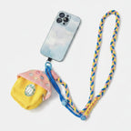 Braided Lanyard Phone Sling with Pouch - Adjustable Crossbody Navy Pink Yellow Rope + Hat Coin Pouch + Pink T Charm – tech (view 1)