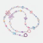 Beaded Flower Phone Charm Strap - Pink & Purple