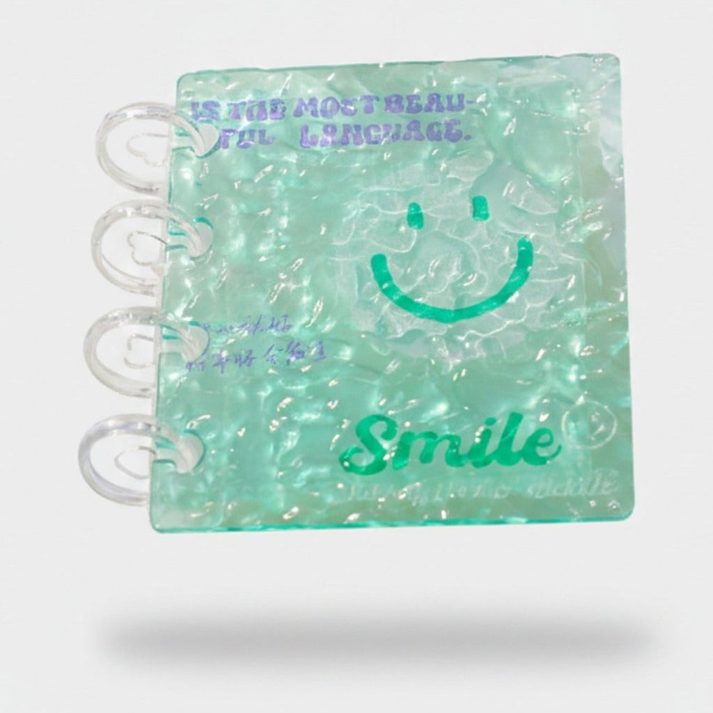 Mint Green Glitter Spiral Notebook Smile – stationery (view 1)