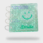 Mint Green Glitter Spiral Notebook Smile – stationery (view 1)