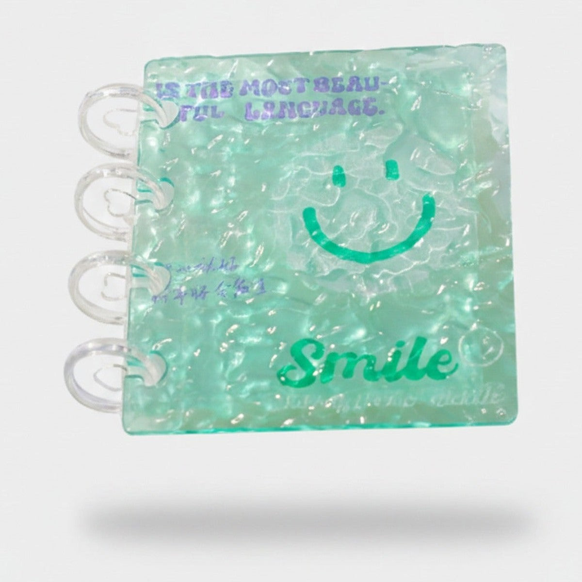 Mint Green Glitter Spiral Notebook Smile – stationery (view 1)