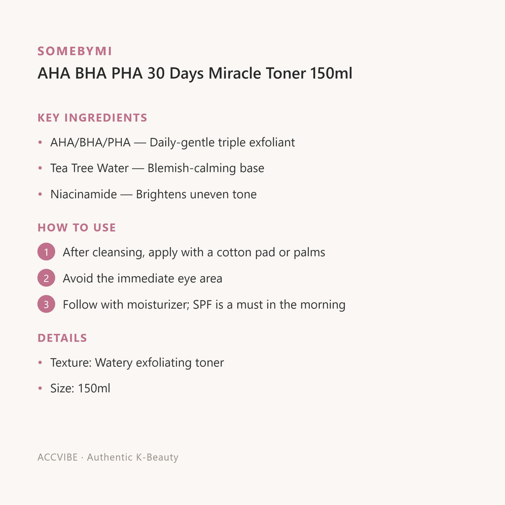 SOMEBYMI AHA BHA PHA 30 Days Miracle Toner 150ml – Korean toner (view 2)