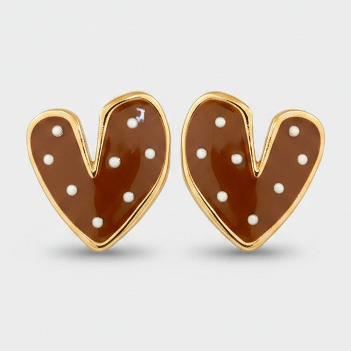 Chocolate Heart Polka Dot Stud Earrings – jewelry (view 1)