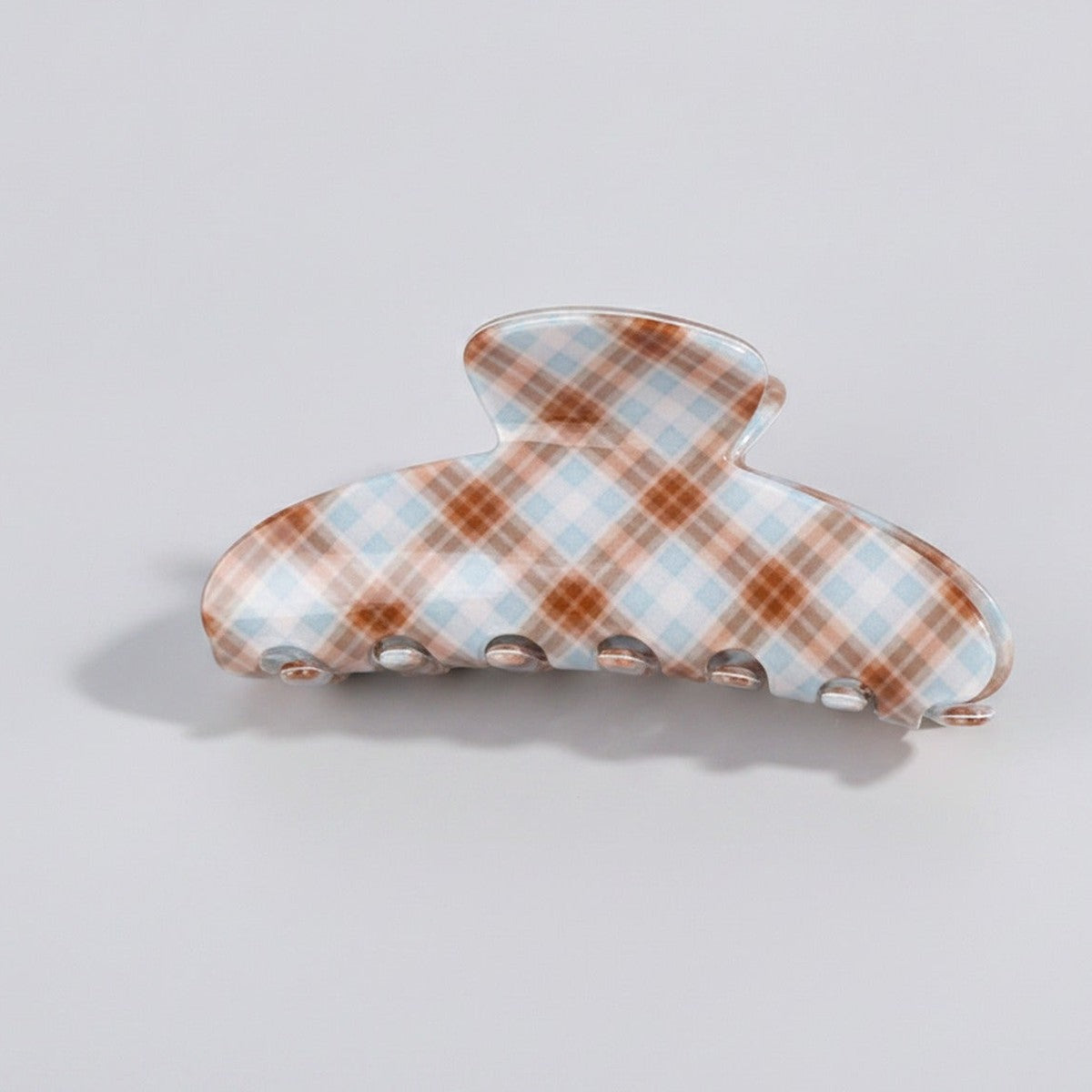 Plaid Hair Claw Clip With Pearl Accents – hair accessories (view 1)