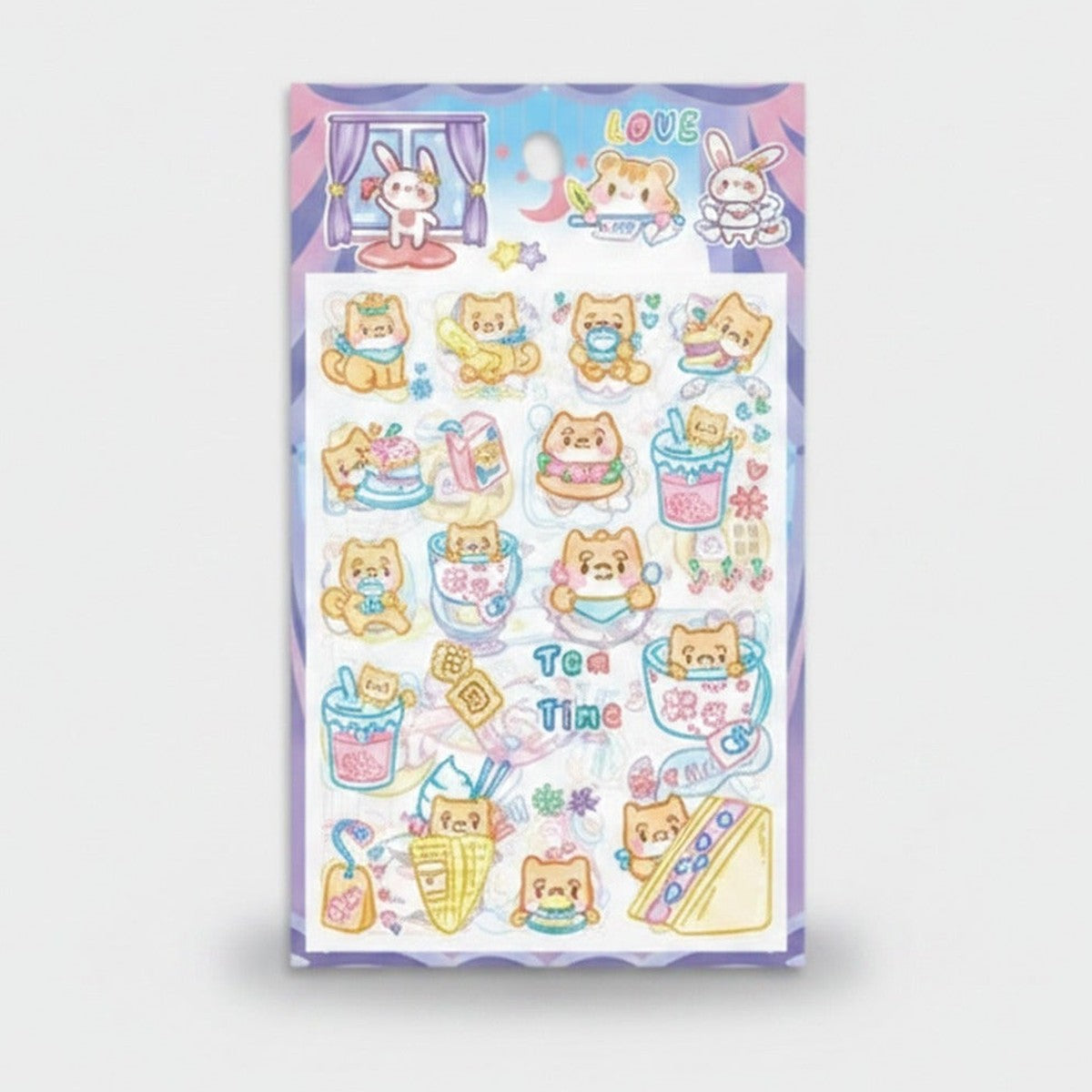 Cute Cat Sticker Sheet Tea Time Theme – stationery (view 1)