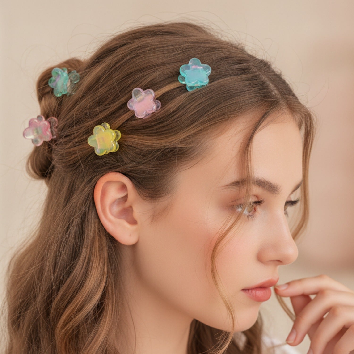 Mini Star Hair Clip Set Flower Mix