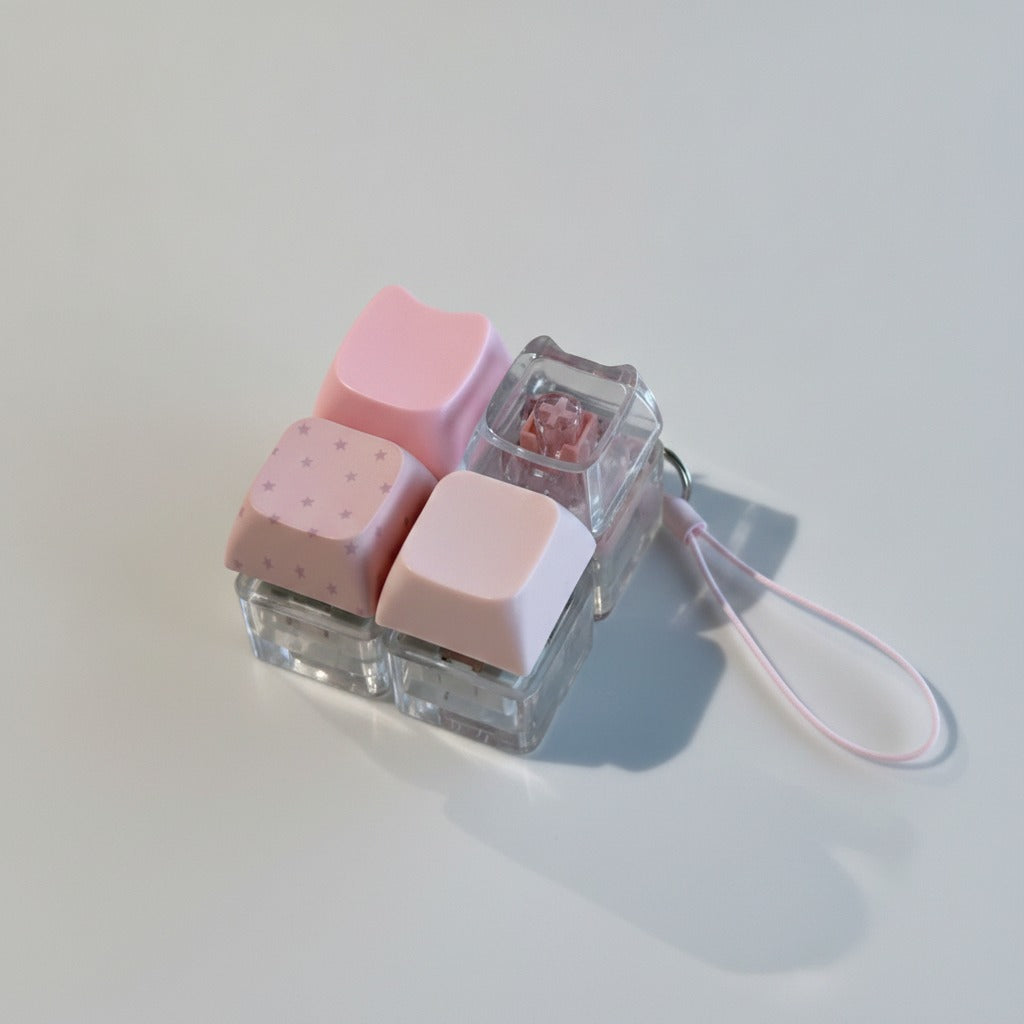 Mini Keyboard Cap Keychain - Pink Dot