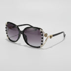 Rhinestone Oval Gradient Sunglasses - Black Frame – eyewear (view 1)