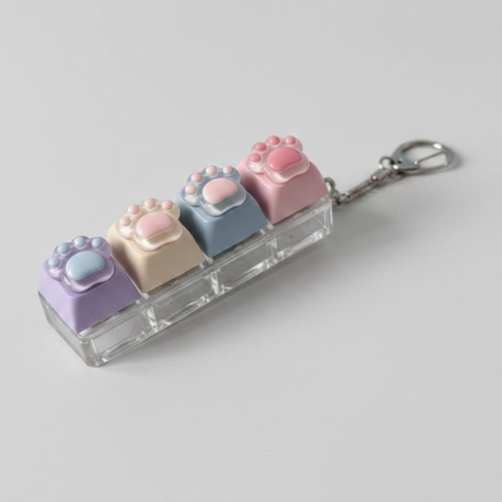 Mini Paw Pad Keychain - Clear Macaron Mix