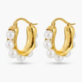 Pearl Bubble Huggie Hoop Earrings - Gold