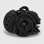 Rose Silk Claw Hair Clip - Black