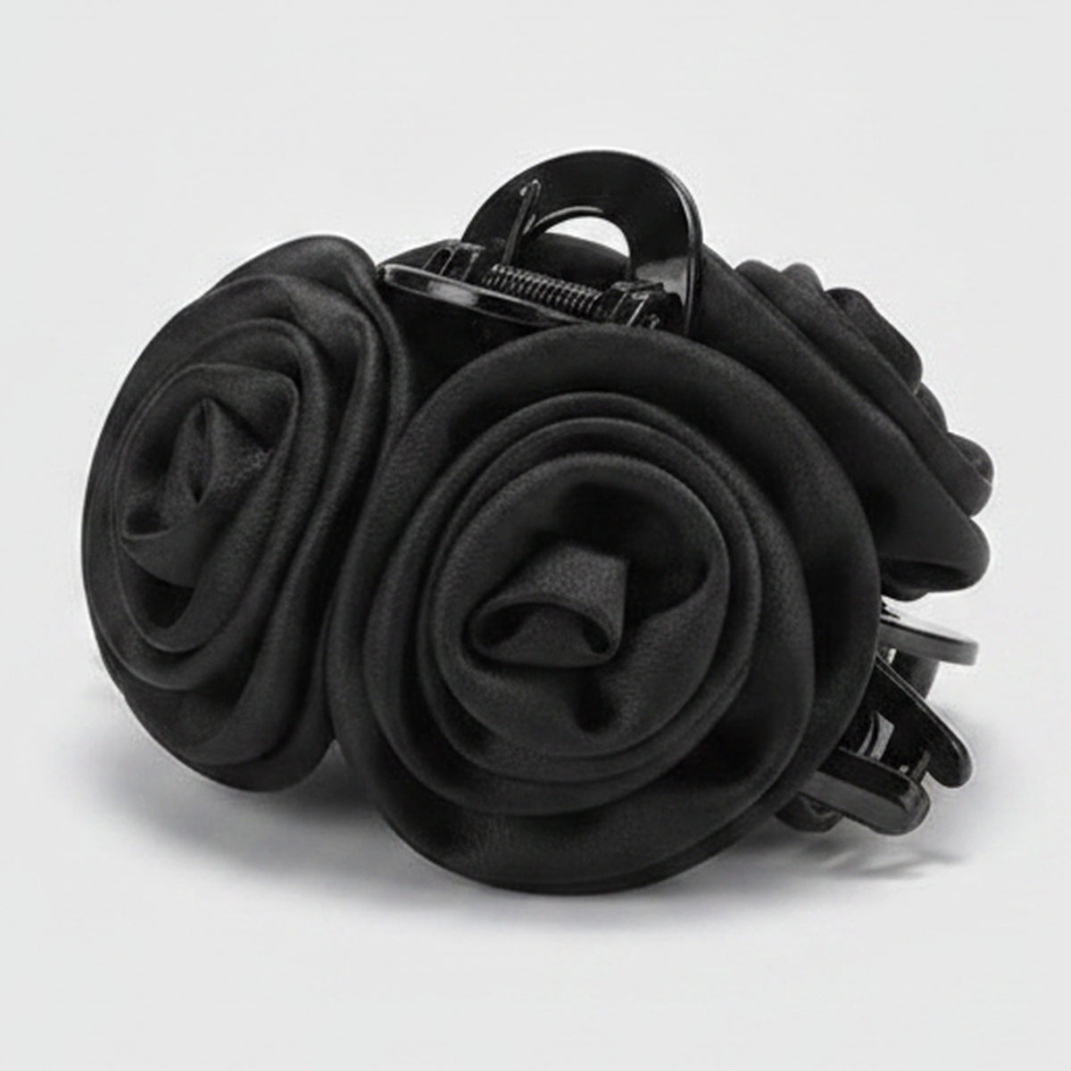 Rose Silk Claw Hair Clip - Black