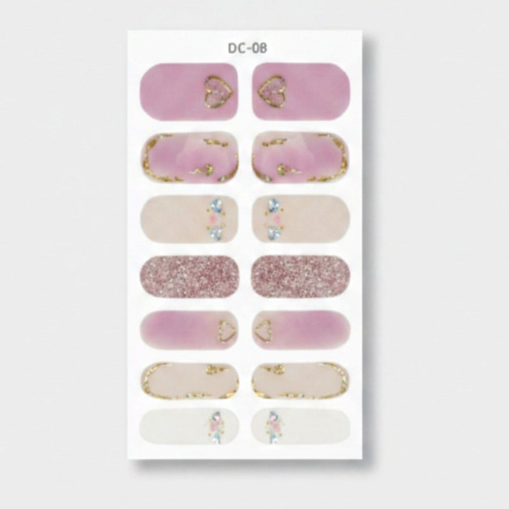 Floral Nail Wraps With Glitter Details – Korean nail care (view 1)