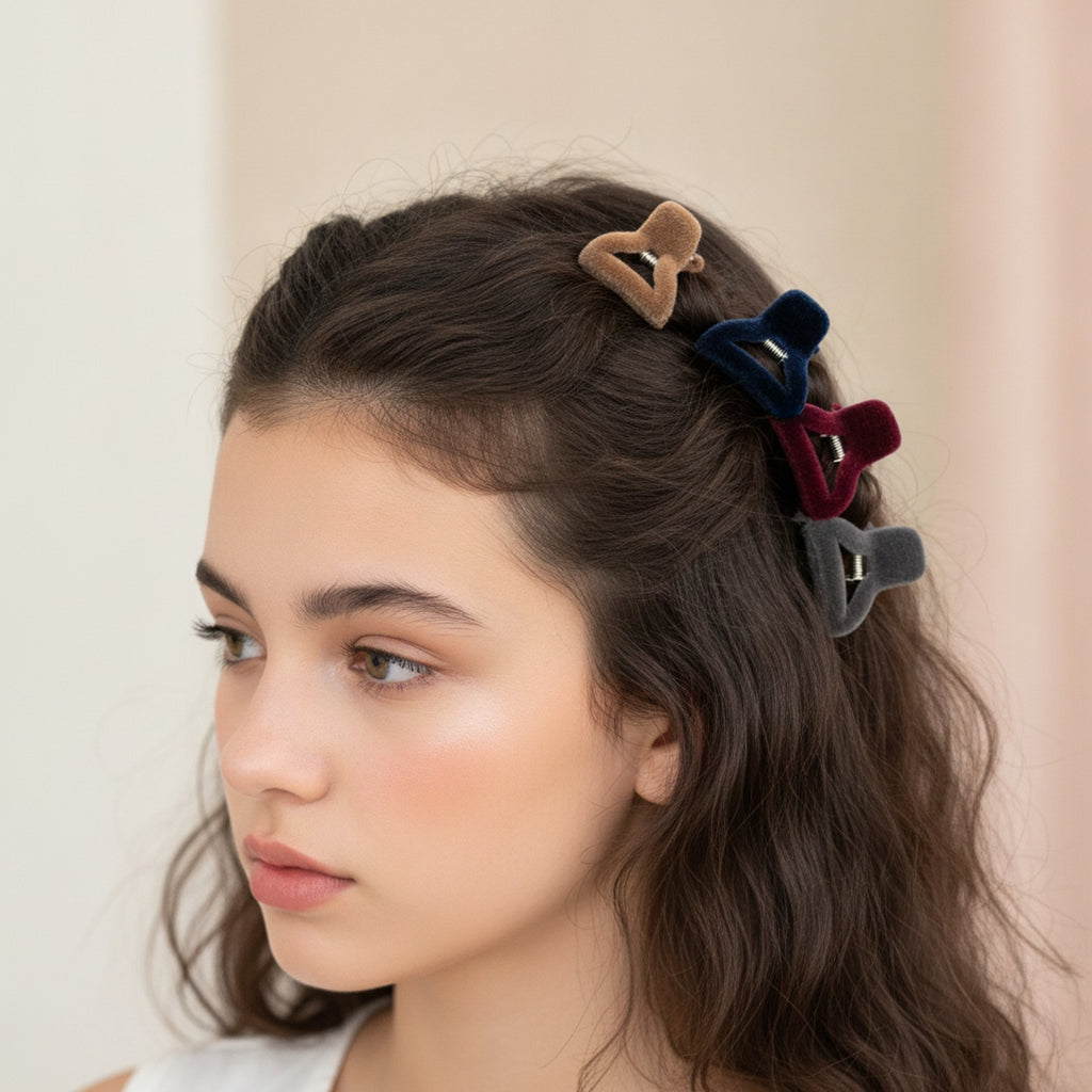Fuzzy Bear Claw Hair Clip Set Royal Blue