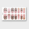 Leopard Print Pink Nail Wraps With Glitter – Korean nail care (view 1)