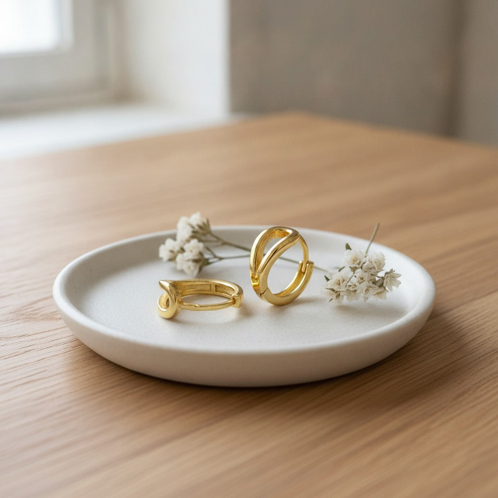 Chunky Twisted Hoop Earrings - Gold
