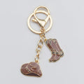 Western Charm Keychain Set - Cowboy Hat, Brown