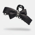 Black Satin Bow Hair Claw with Rhinestones – hair accessories (view 1)