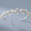 Pearl Leaf Statement Headband - Silver & Pearl
