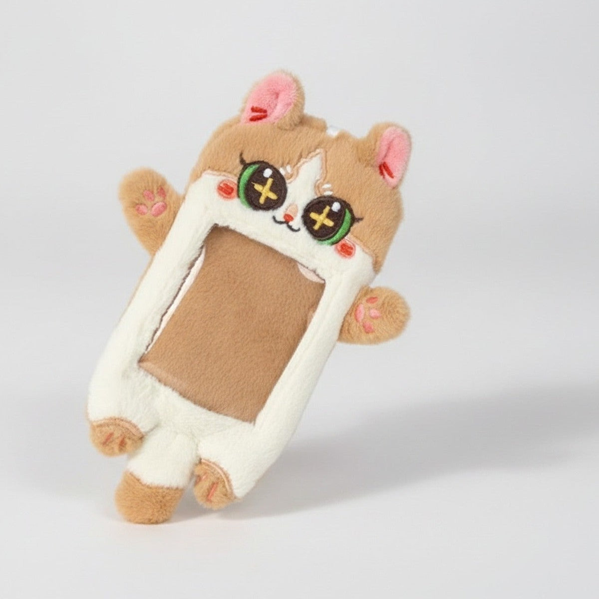 Cute Cat Plush Phone Charm With Ears - Card Holder Orange Cat – tech (view 1)