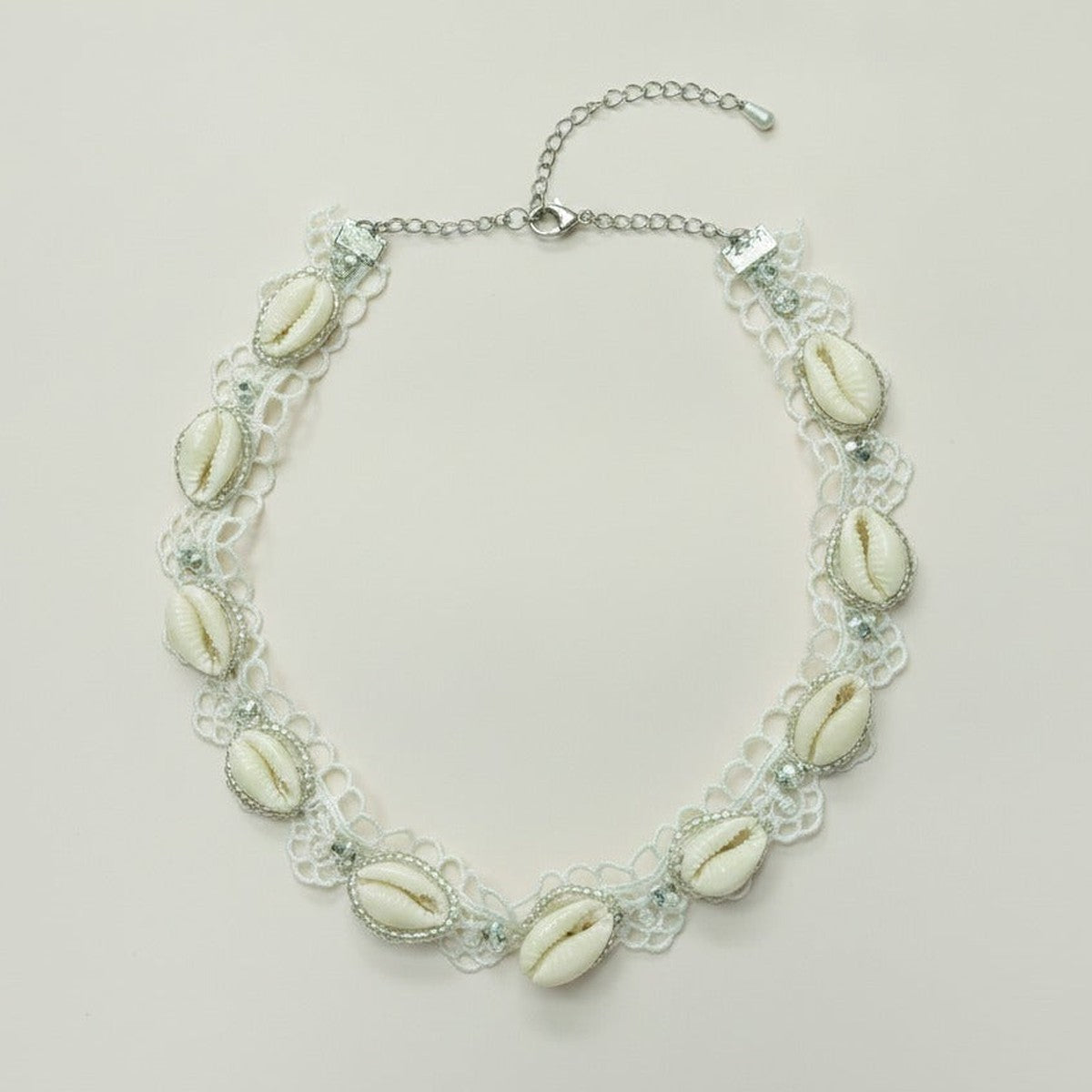 Lace Cowrie Shell Choker Necklace – jewelry (view 1)