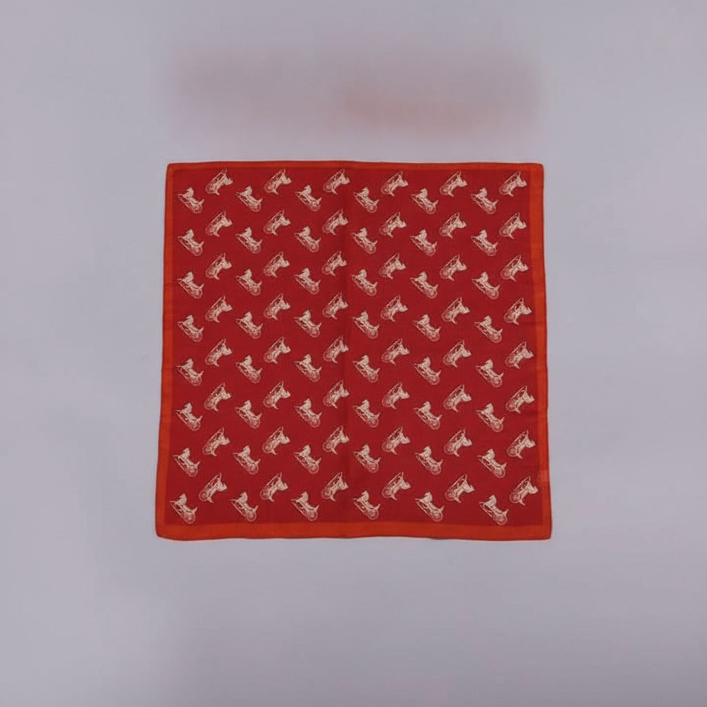 Mini Horse Print Silk Scarf - Red