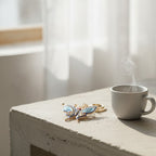 Ornate Butterfly Keychain Charm - Navy & Light Blue