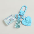 Candy Bear Heart Charm Keychain - Blue
