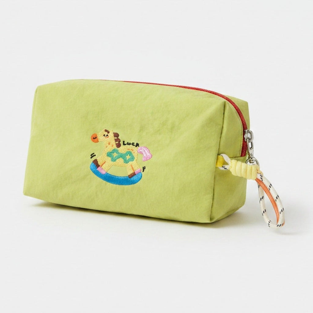 Rocking Horse Cosmetic Bag With Charm - Green – bags & wallets (view 1)