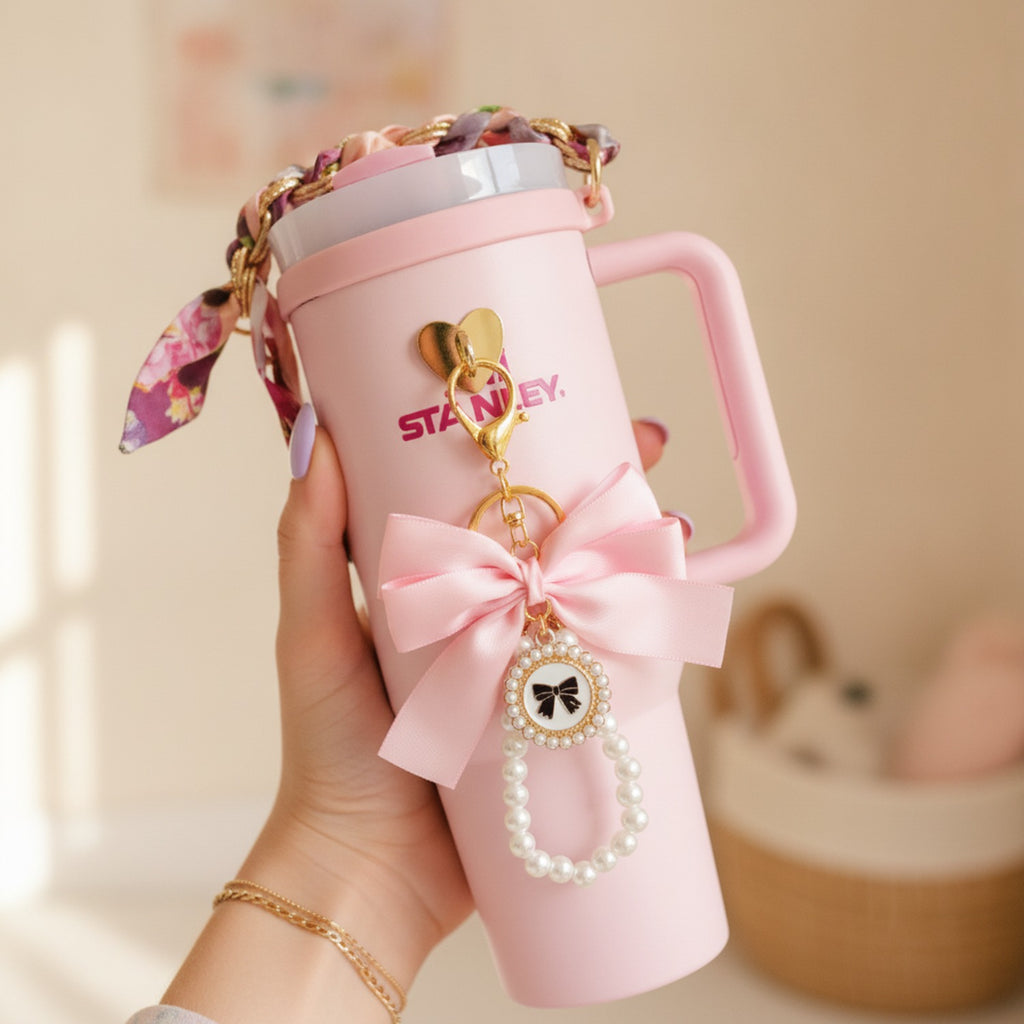 Stanley Tumbler Charm Accessory Set Pink Bow Set