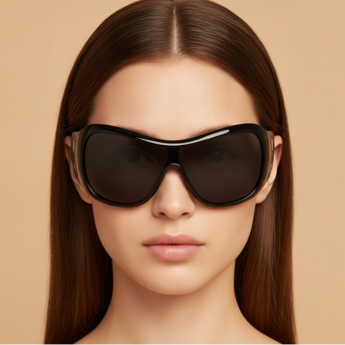 Oversized Shield Wrap Sunglasses - Black & Gray