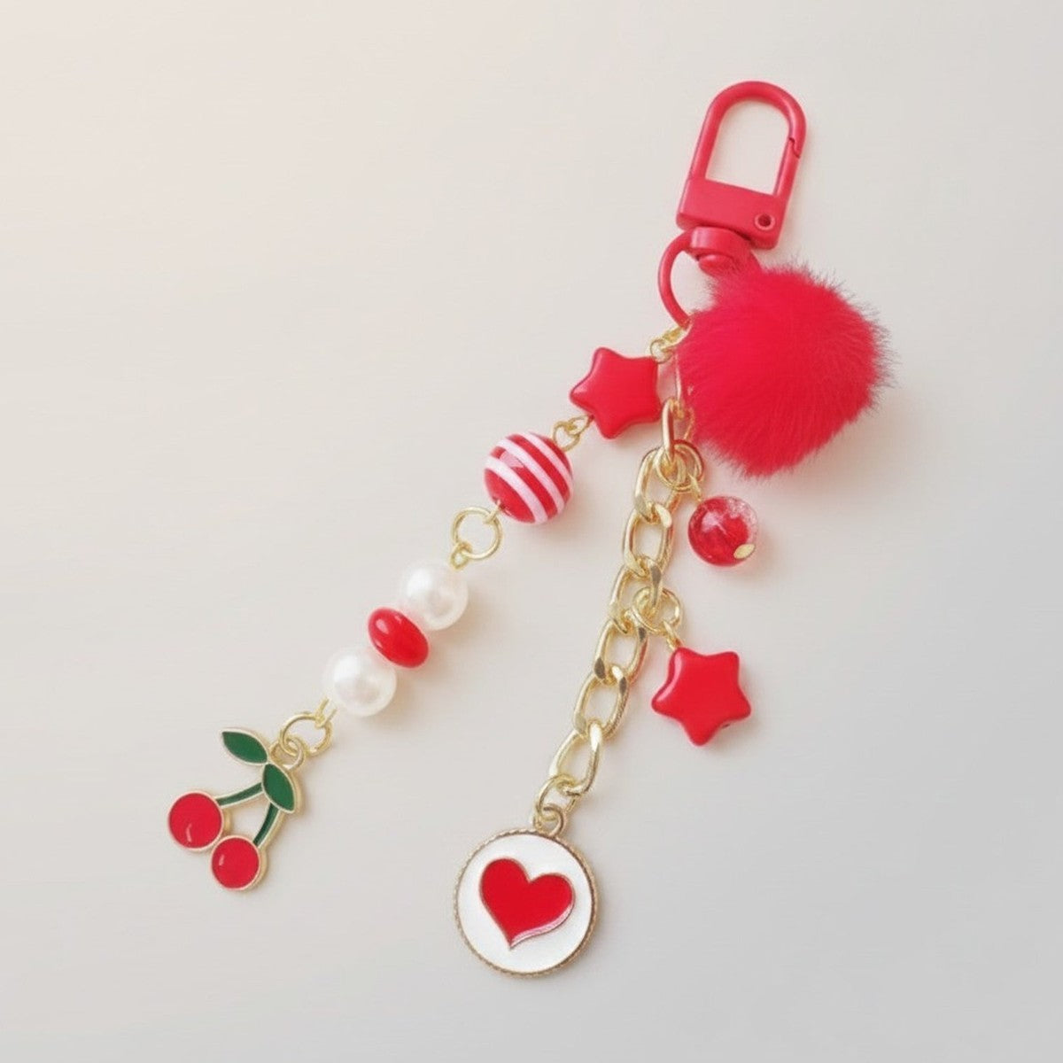 Cute Cherry & Heart Charm Keychain – apparel accessories (view 1)