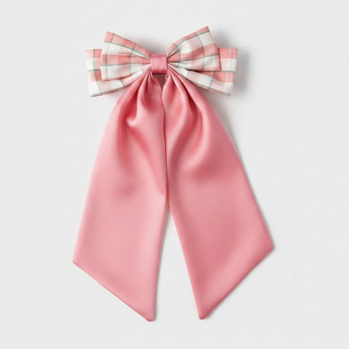 Gingham Bow Hair Claw - Pink Gingham