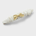 Cream Ruched Hair Clip With Gold Bow – hair accessories (view 1)