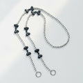Double Heart Pearl Keychain - Black
