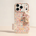 White Floral Rabbit Charm Apple iPhone Case – tech (view 1)