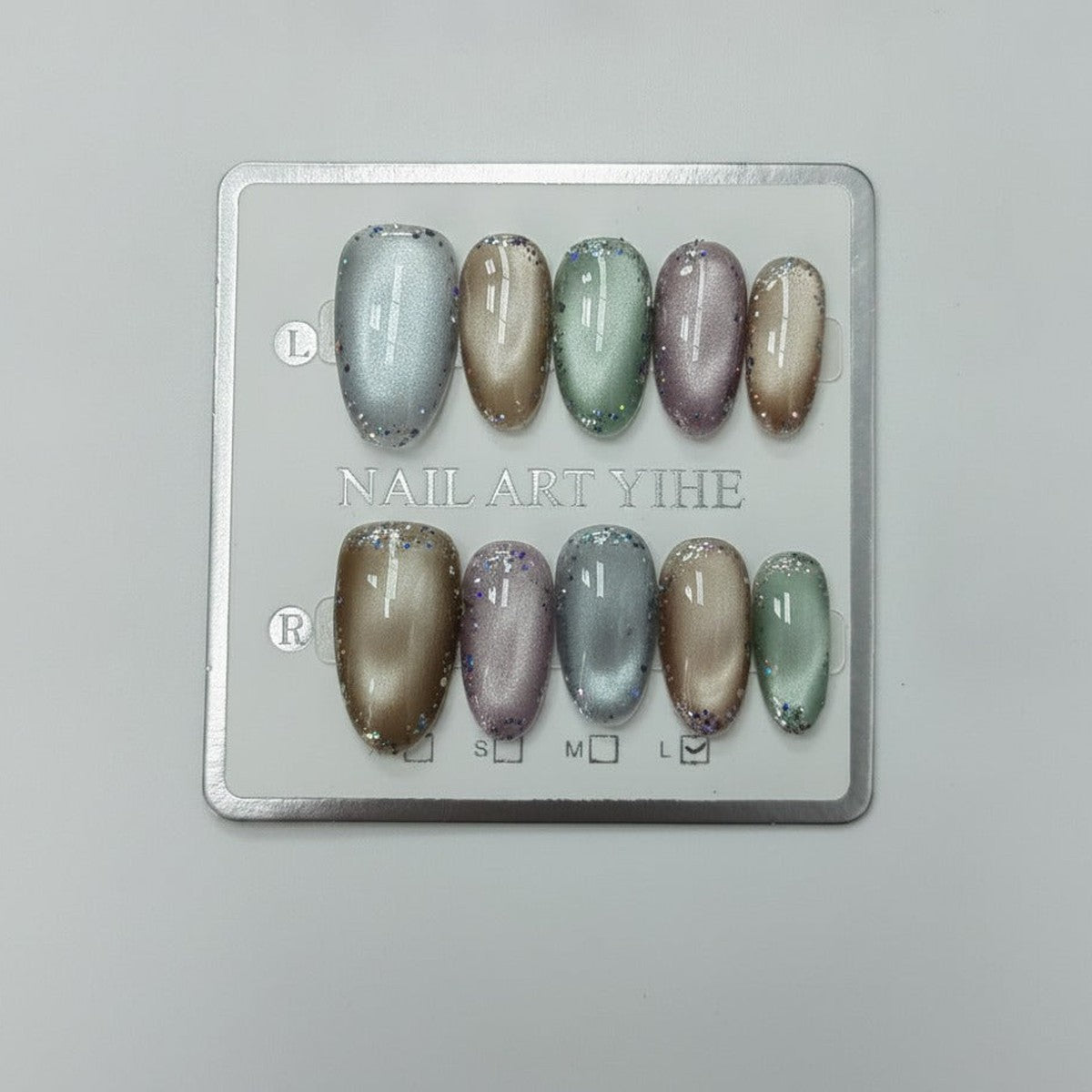Nail Art Press-On Set - Metallic Jewel Mix