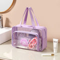 Clear PVC Dry‑Wet Separate Toiletry Bag - Purple