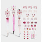 Pink ribbon charm pen set