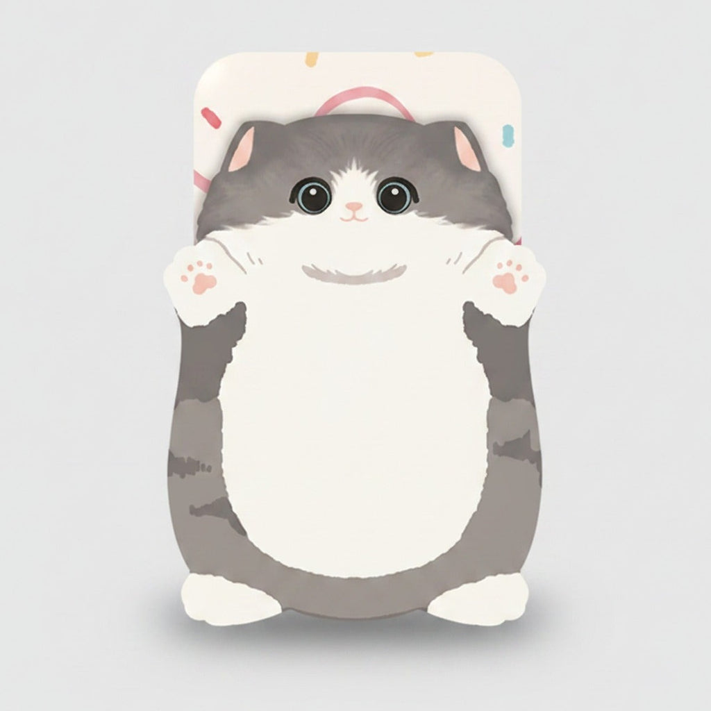 Gray & White Cat Motif Paper Sticker – stationery (view 1)