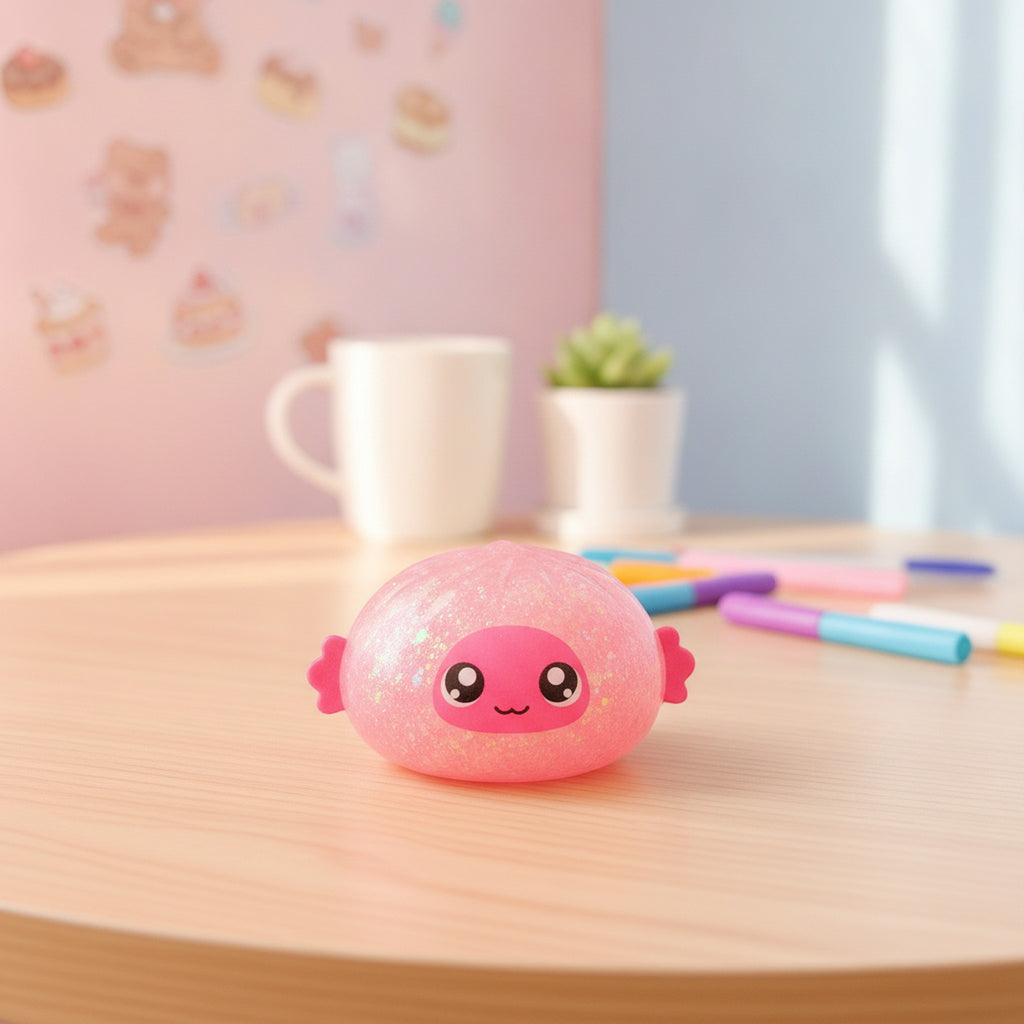 Sparkly Squishy Salamander Charm - Pink