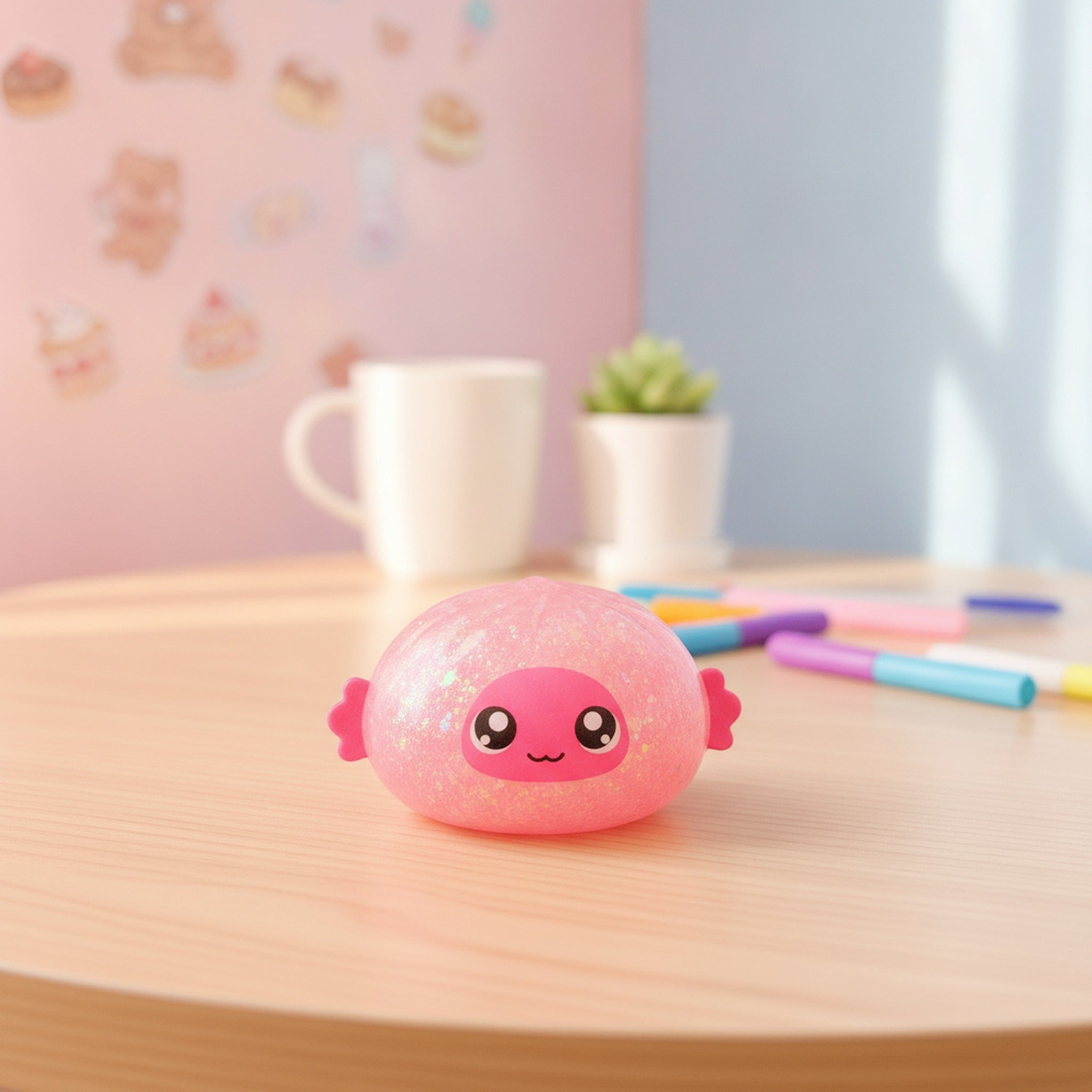 Sparkly Squishy Salamander Charm - Pink