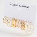 Gold Pearl Beaded Hoop Earring Set – jewelry (view 1)