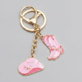 Western Charm Keychain Set - Cowboy Hat, Pink