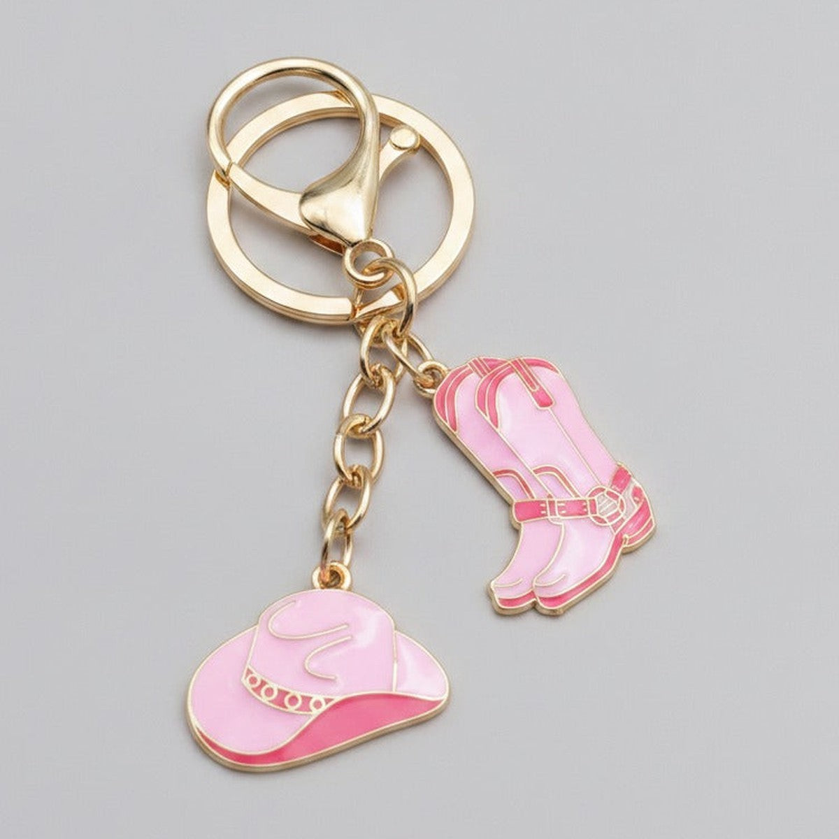 Western Charm Keychain Set - Cowboy Hat, Pink
