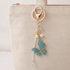 Sparkle Butterfly Charm Keychain - Blue