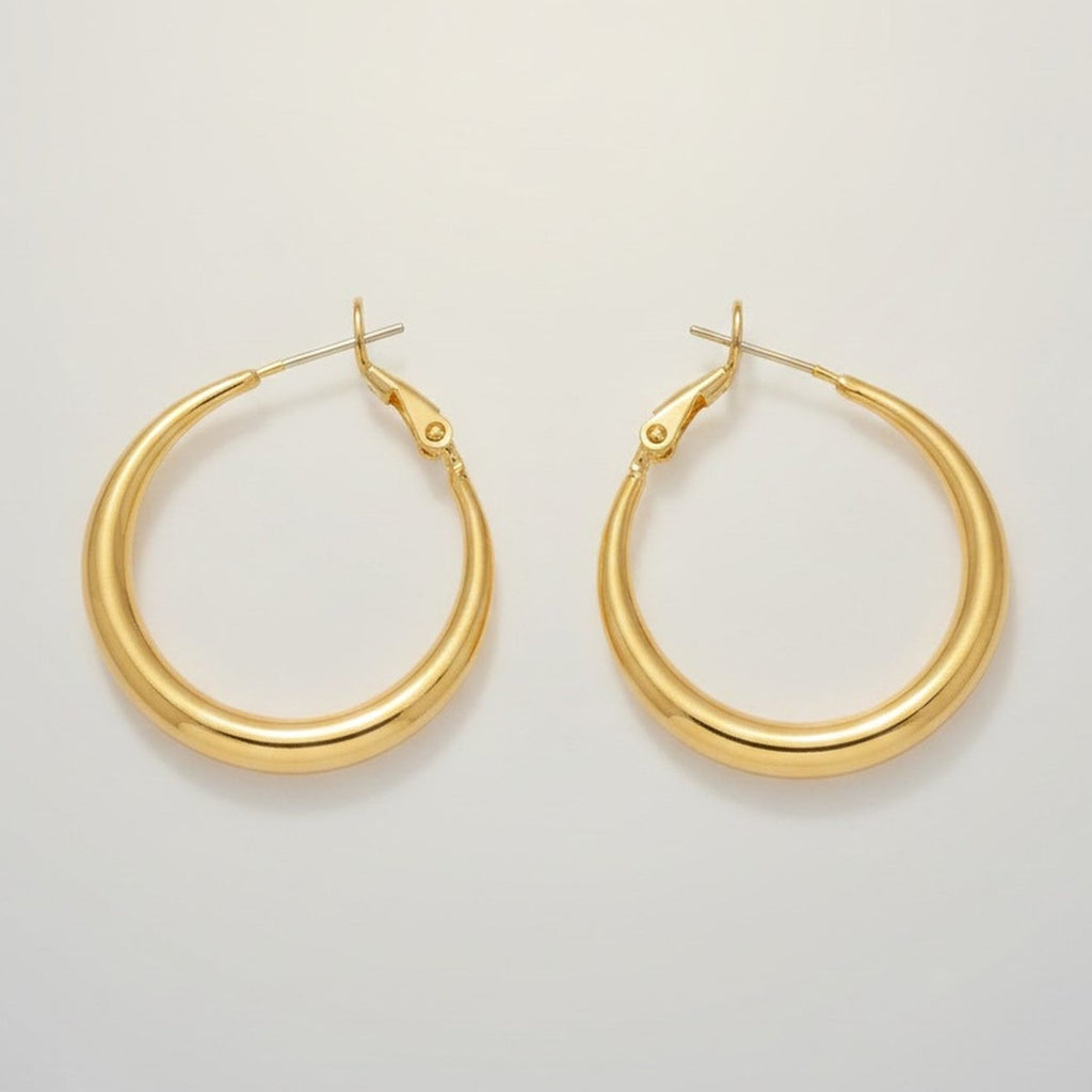 Sleek Gold Tone Hoop Earrings – jewelry (view 1)