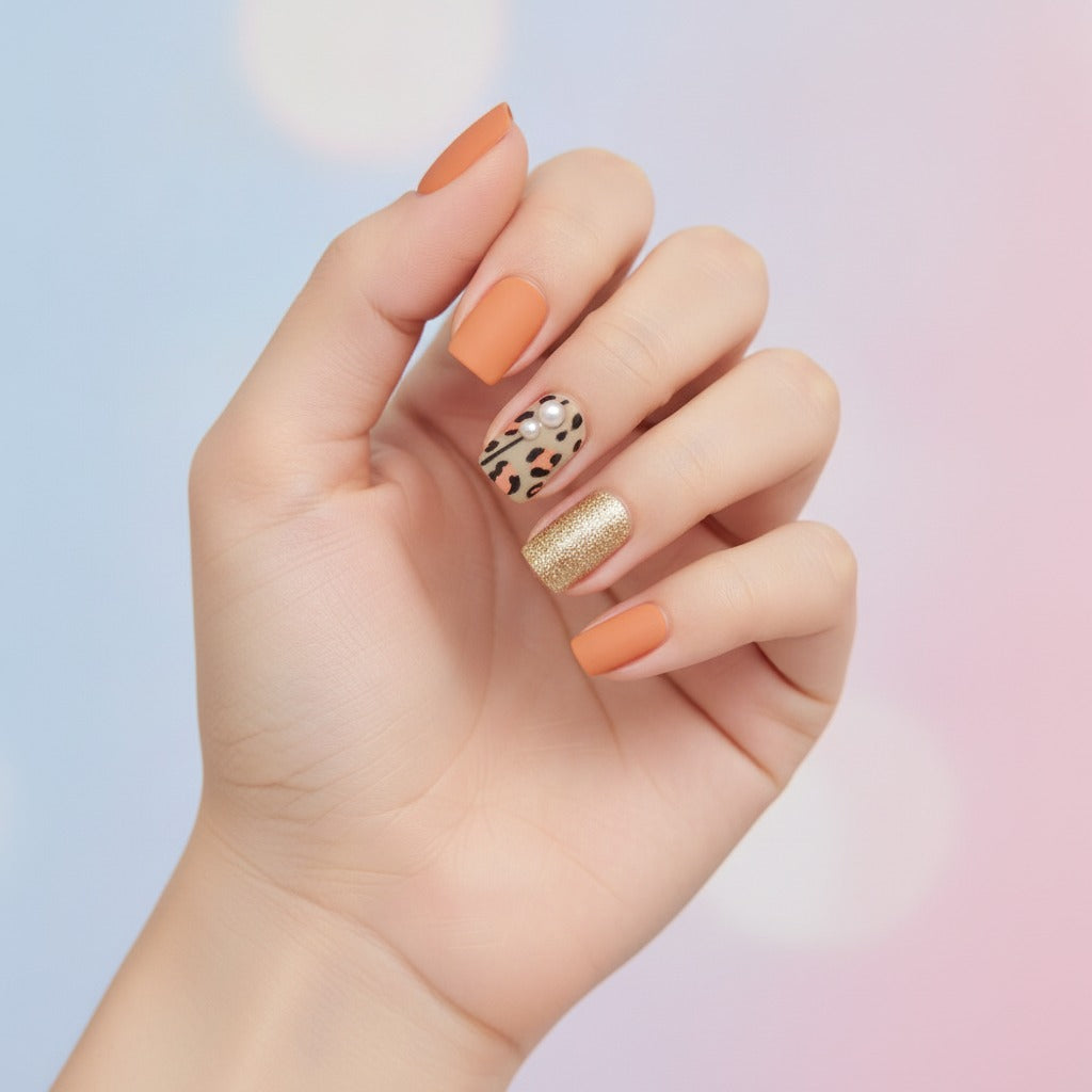 Nail Art Press-On Ring Set - Earth Tone Mix